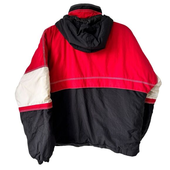 Vtg Spalding Ski Jacket Men's Medium Red White Black Colorblock Winter Hood Coat - Picture 11 of 16